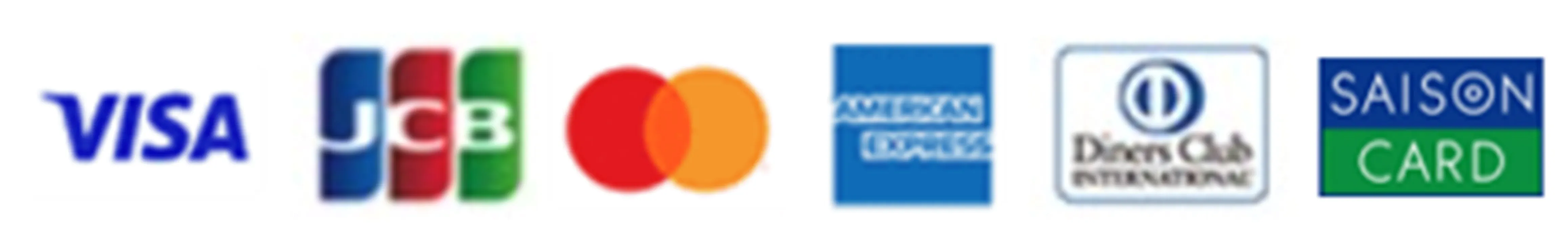 VISA,JCB,Master card,American Express,Diners Club,SAISON CARD